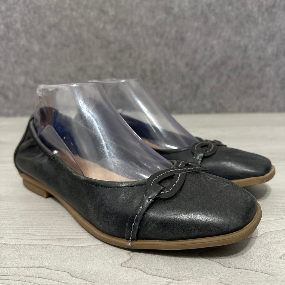 Clarks Lyrical Rhyme Ballet Flats Womens 7.5 Black Leather Comfort Slip On Shoes